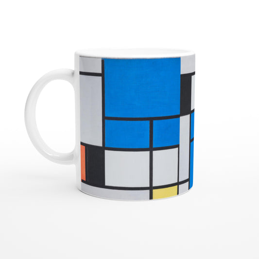 Piet Mondrian Mug ⎮  Composition with Large Blue Plane, Red, Black, Yellow, and Gray