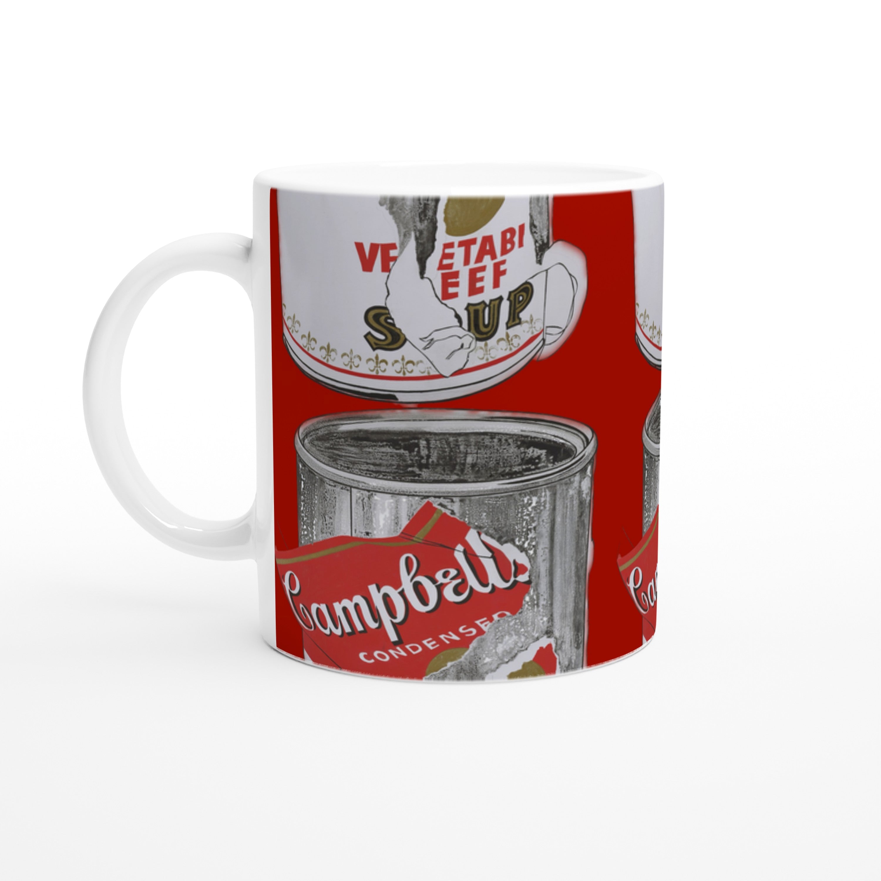 Andy Warhol Mug ⎮ Big Torn Campbell's Soup Can (Vegetable Beef