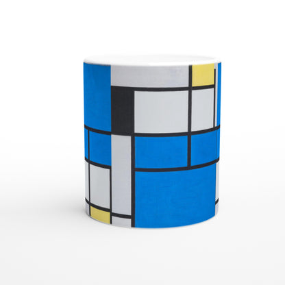 Piet Mondrian Mug ⎮  Composition with Large Blue Plane, Red, Black, Yellow, and Gray