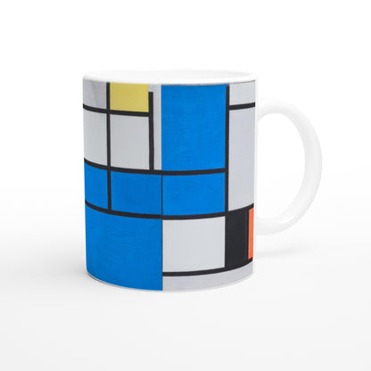 Piet Mondrian Mug ⎮  Composition with Large Blue Plane, Red, Black, Yellow, and Gray