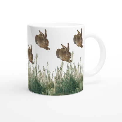 Albrecht Dürer Young Hare and Piece of Turf ceramic mug, museum-quality reproduction of Renaissance watercolor paintings, 11oz (325ml)